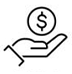 Icon image of coin floating above a hand. Icon image of coin floating above a hand.