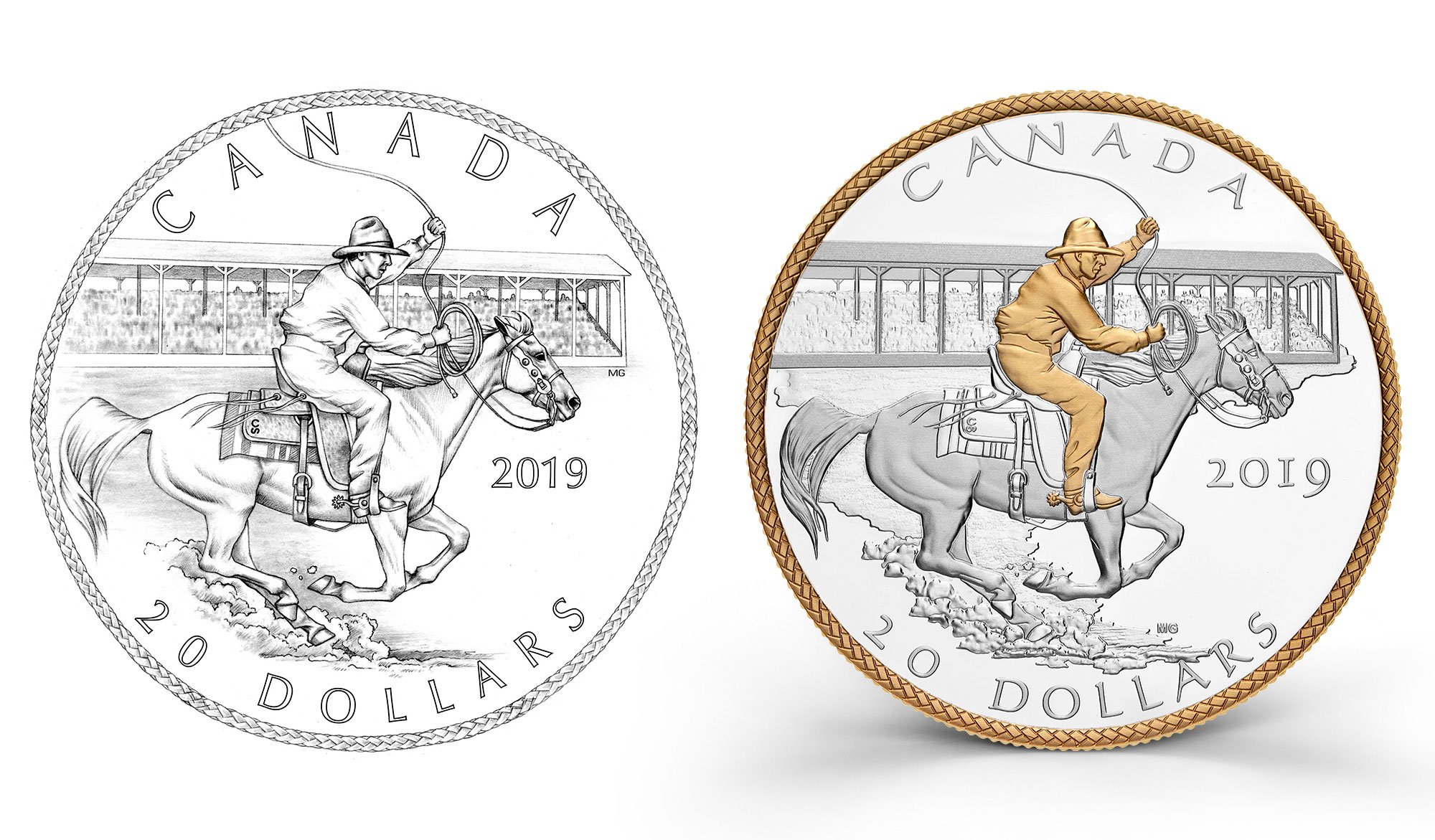 image 1919 Victory Stampede coin and artist sketch that was issued in 2019