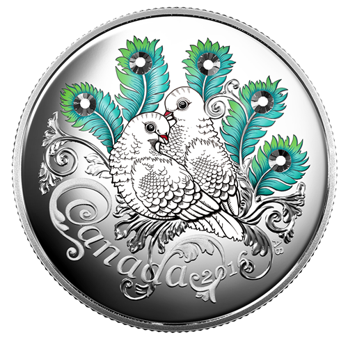 Fine Silver Coin made with Swarovski® crystals - Celebration of Love -  Mintage: 15,000 (2016) | The Royal Canadian Mint