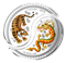 Pièces colorées de 1 oz en argent pur - Le yin et le yang - Tigre et Dragon