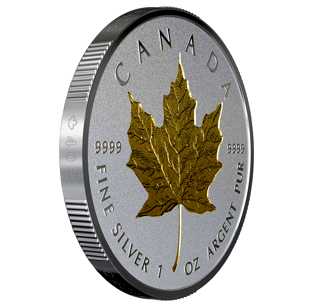 1 oz. Pure Silver Coin - 40th Anniversary of the Gold Maple Leaf - Mintage:  5,000 (2019) | The Royal Canadian Mint
