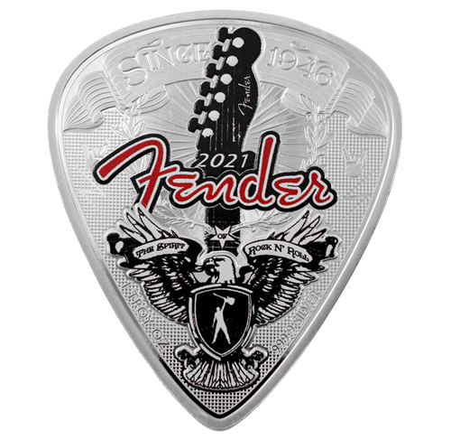 1 oz. Pure Silver Guitar Pick Coin - Fender® 75th Anniversary (2021) | The  Royal Canadian Mint