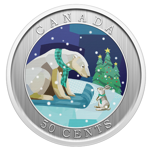 50-Cent Lenticular Coin – Holiday Sledding | The Royal Canadian Mint