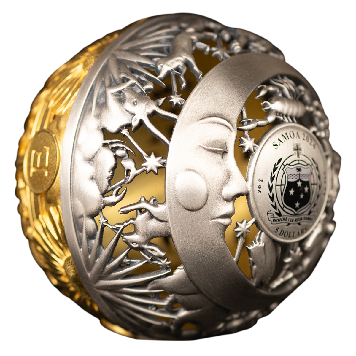 2024 $5 Fine Silver Coin - Filigree Spherical Sun And Moon | The Royal ...