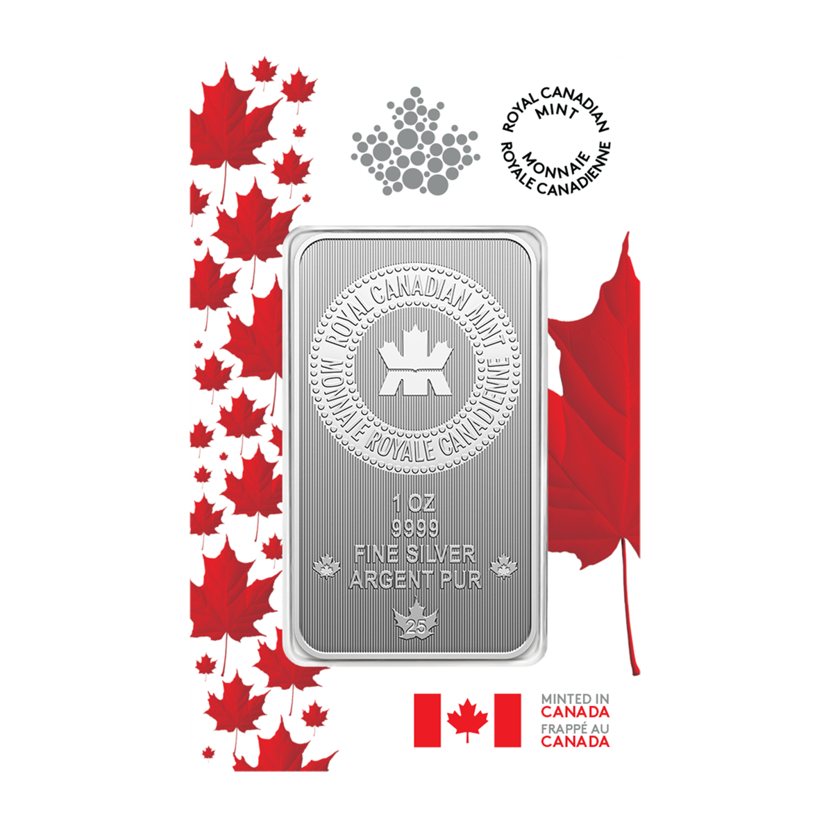 Pure Silver Bar in Proudly Canadian packaging - 1 oz. 99.99% Pure Silver 2025 (Premium Bullion) Pure Silver Bar in Proudly Canadian packaging - 1 oz. 99.99% Pure Silver 2025 (Premium Bullion)